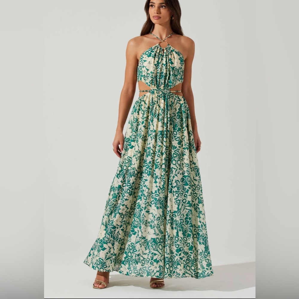 Astr the label Sivana dress in green floral NWT